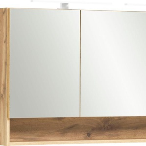 Spiegelschrank WELLTIME Stubach, braun (wotaneiche), B:120cm H:64cm T:20cm, Spanplatte, Schränke, Breite 120 cm