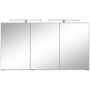 Spiegelschrank WELLTIME Trento, Badezimmerschrank, Badmöbel Schränke Gr. B/H/T: 120 cm x 64 cm x 20 cm, weiß Breite 120 cm, mit 3D-Effekt, Spiegeltüren, inklusive LED-Beleuchtung