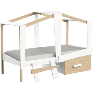 Spielbett DEMEYERE GROUP, matt weiß eiche, B:97cm H:124cm L:213cm, Betten, Bett Form Baumhaus