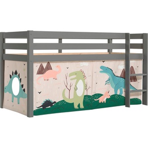 Spielbett VIPACK Vipack Pino Betten Gr. mit Textilset Dino, Liegefläche B/L: 90cm x 200cm H: 114cm, kein Härtegrad, grau Baby mit Textil-Set, inkl. Rolllattenrost, in Natur, Weiß oder Grau