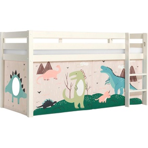 Spielbett VIPACK Vipack Pino Betten Gr. mit Textilset Dino, Liegefläche B/L: 90cm x 200cm H: 114cm, kein Härtegrad, weiß Baby mit Textil-Set, inkl. Rolllattenrost, in Natur, Weiß oder Grau