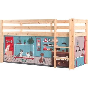 Spielbett VIPACK Vipack Pino Betten Gr. mit Te x tilset Pet Shop, Liegefläche B/L: 90 cm x 200 cm Höhe: 114 cm, kein Härtegrad, beige (natur) Baby Spielbetten mit Textil-Set, inkl. Rolllattenrost, in Natur, Weiß oder Grau