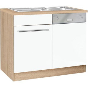 Spülenschrank KOCHSTATION KS-Eton Schränke Gr. B/H/T: 110cm x 85cm x 60cm,, weiß (weiß matt) Breite 110 cm, inkl. TürSockel für Geschirrspüler