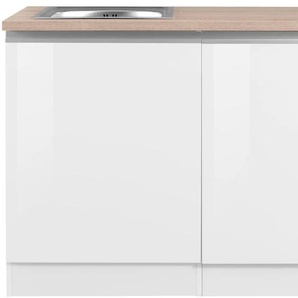 Spülenschrank KOCHSTATION KS-Ohio Schränke Gr. B/H/T: 120cm x 85cm x 60cm, weiß (weiß hochglanz/weiß) Breite 120 cm, mit TürSockel für Geschirrspüler