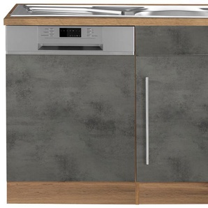 Spülenschrank KOCHSTATION KS-Samos Schränke Gr. B/H/T: 110cm x 85cm x 60cm, 2 St., grau (beton oxid/wotaneichefarben) 110 cm breit, inkl. TürSockel für Geschirrspüler