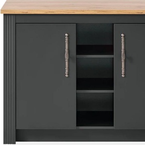 Spülenschrank KOCHSTATION KS-Westminster Schränke Gr. B/H/T: 130cm x 92cm x 60cm, 2 St., grau (grau dunkel) im romantischen Landhausstil, Breite 130 cm