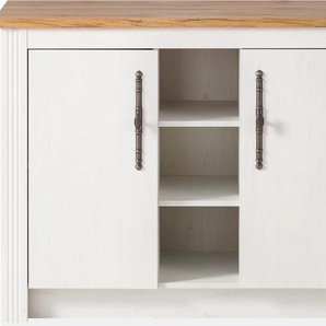 Spülenschrank KOCHSTATION KS-Westminster Schränke Gr. B/H/T: 130cm x 92cm x 60cm, 2 St., weiß (pinie weiss dekor) im romantischen Landhausstil, Breite 130 cm