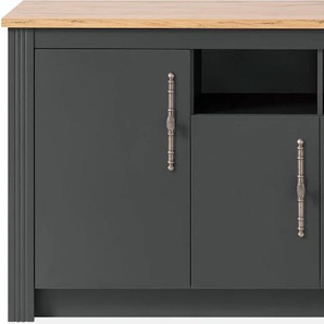 Spülenschrank KOCHSTATION KS-Westminster Schränke Gr. B/H/T: 204cm x 92cm x 60cm, grau (grau dunkel) im romantischen Landhausstil, Breite 204 cm