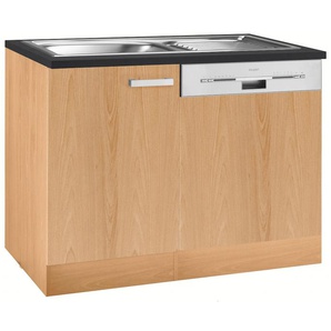 Spülenschrank OPTIFIT Odense Schränke Gr. B/H/T: 110cm x 85cm x 60cm,, braun (buche/buche) Gesamtbreite 110 cm, mit TürSockel für integrierbaren Geschirrspüler