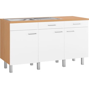 Spülenschrank OPTIFIT Tapa Schränke Gr. B/H/T: 150cm x 86,4cm x 60cm, 3 St., weiß (weiß/buche) Modul, Breite 150 cm