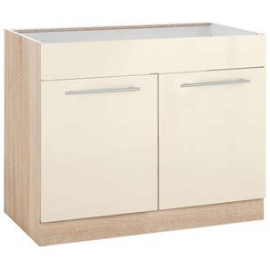 Spülenschrank WIHO KÜCHEN Flexi2 Schränke Gr. B/H/T: 100cm x 85cm x 57cm, beige (front: magnolia, korpus: sonoma eiche) Breite 100 cm