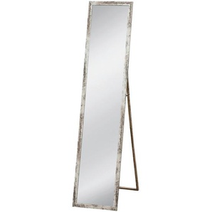 Standspiegel Melificent, Weiß, Holzwerkstoff, rechteckig, 34x155x3 cm, Spiegel, Standspiegel