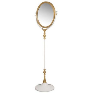 Standspiegel, Weiß, Metall, Glas, rund, 62x173x40 cm, Spiegel, Standspiegel