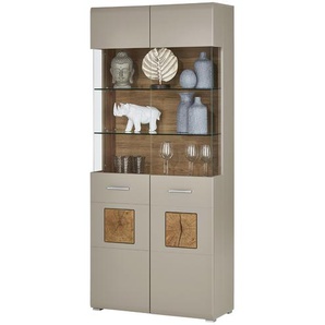 Standvitrine - grau - Materialmix - 90 cm - 205 cm - 42 cm | Möbel Kraft