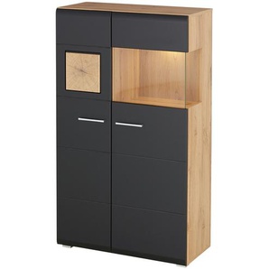 Standvitrine - schwarz - Materialmix - 80 cm - 139 cm - 37 cm | Möbel Kraft