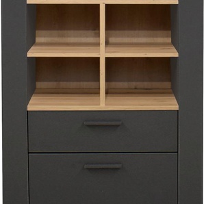 Stauraumschrank MÄUSBACHER Nele Schränke Gr. B/H/T: 63 cm x 152 cm x 44 cm, schwarz (anthrazit matt lack, asteiche) Stauraumschrank Höhe 152 cm