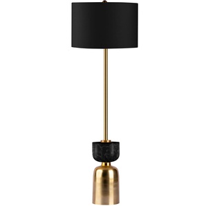 Stehlampe KAYOOM Stehlampe Cirus 225 Lampen Gr. 1 flammig, Höhe: 127,00 cm, 1 St., goldfarben (schwarz, gold) Standleuchten Sockel in Material-Mix aus Marmor und Eisen, mit Stoffschirm