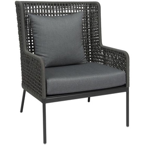 Stern Loungesessel Greta, Anthrazit, Grau, Platin, Metall, Textil, Füllung: Schaumstoff, rund, 76x102x74 cm, Loungemöbel, Lounge-Sessel