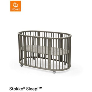 Stokke Gitterbett, Grün, Natur, Holz, Buche, massiv, 141x74x78 cm, zum Juniorbett umbaubar, höhenverstellbar, Lattenrost inklusive, Babymöbel, Babybetten, Gitterbetten