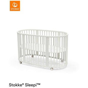 Stokke Gitterbett, Natur, Weiß, Holz, Buche, massiv, 141x74x78 cm, zum Juniorbett umbaubar, höhenverstellbar, Lattenrost inklusive, Babymöbel, Babybetten, Gitterbetten