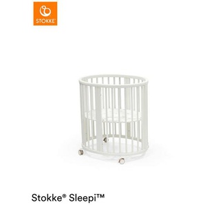 Stokke Gitterbett, Weiß, Holz, Buche, massiv, 87x82x67 cm, zum Juniorbett umbaubar, höhenverstellbar, Babymöbel, Babybetten, Gitterbetten