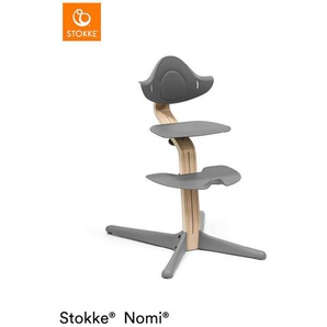 Stokke Hochstuhl Nomi, Grau, Natur, Holz, Buche, furniert, 52x83.50x59 cm, Fußstütze verstellbar, Sitzfläche höhenverstellbar, Babymöbel, Hochstühle & Zubehör, Hochstühle