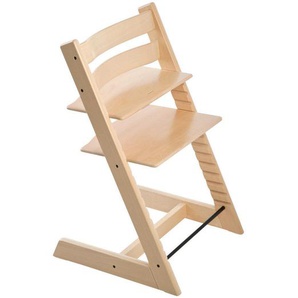 Stokke Hochstuhl Tripp Trapp, Natur, Holz, Buche, massiv, Hartholz, 46x79x49 cm, Fußstütze verstellbar, Sitzfläche speichel- und schweißechte Lackierung, höhenverstellbar, Babymöbel, Hochstühle & Zubehör, Hochstühle