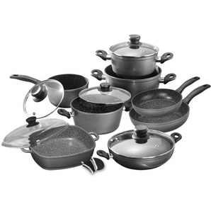 Stoneline Kochtopfset, Anthrazit, Metall, 13-teilig, 20 cm,24 cm,18 cm, 2,5 L,4,5 L,6,9 L,2 L, kratzfest, leichte Reinigung, Kochen, Töpfe, Topfsets