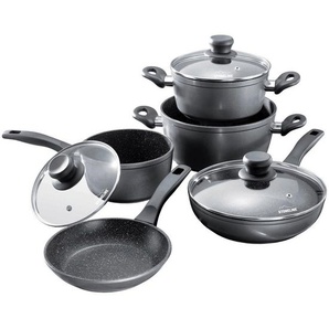 Stoneline Kochtopfset, Anthrazit, Metall, 8-teilig, 20 cm,18 cm, 2,5 L,4,5 L,2,0 L, kratzfest, leichte Reinigung, Kochen, Töpfe, Topfsets