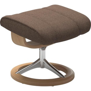 Fußhocker STRESSLESS Consul Hocker Gr. B/H/T: 54cm x 41cm x 39cm, ROHLEDER Stoff Q2 FARON, Signature Base Eiche, braun (dark beige q2 faron) mit Signature Base, Gestell Eiche