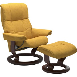 Fußhocker STRESSLESS Mayfair Hocker Gr. B/H/T: 55cm x 38cm x 39cm, ROHLEDER Stoff Q2 FARON, Classic Base Braun, gelb (yellow q2 faron) mit Classic Base, Gestell Braun