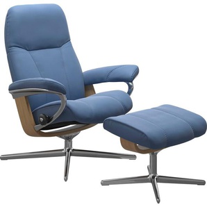 Stressless® Relaxsessel Consul (Set, Relaxsessel mit Hocker), mit Hocker, mit Cross Base, Größe S, M & L, Holzakzent Eiche