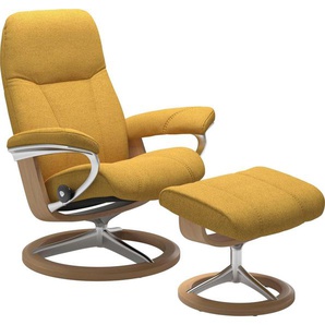 Stressless® Relaxsessel Consul (Set, Relaxsessel mit Hocker), mit Hocker, mit Signature Base, Größe S, Gestell Eiche