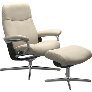 Stressless® Relaxsessel Garda (Set, Relaxsessel mit Hocker), mit Hocker, mit Cross Base, Größe M & L, Holzakzent Schwarz