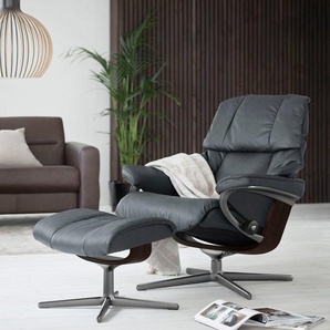 Stressless® Relaxsessel Reno (Set, Relaxsessel mit Hocker), mit Hocker, mit Cross Base, Größe S, M & L, Holzakzent Braun