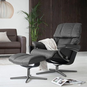 Stressless® Relaxsessel Reno (Set, Relaxsessel mit Hocker), mit Hocker, mit Cross Base, Größe S, M & L, Holzakzent Schwarz