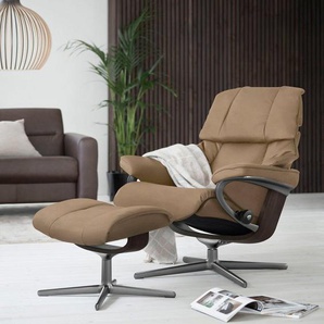 Stressless® Relaxsessel Reno (Set, Relaxsessel mit Hocker), mit Hocker, mit Cross Base, Größe S, M & L, Holzakzent Wenge