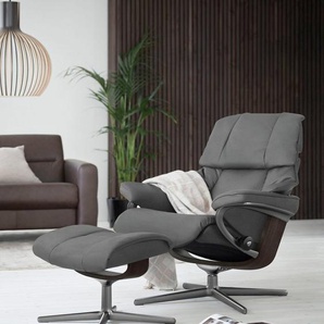 Stressless® Relaxsessel Reno (Set, Relaxsessel mit Hocker), mit Hocker, mit Cross Base, Größe S, M & L, Holzakzent Wenge