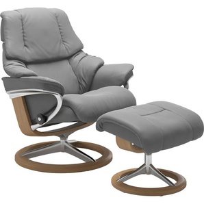 Stressless® Relaxsessel Reno (Set, Relaxsessel mit Hocker), mit Hocker, mit Signature Base, Größe S, M & L, Gestell Eiche