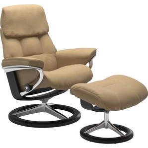 Stressless® Relaxsessel Ruby (Set, Relaxsessel mit Hocker), mit Signature Base, Größe L, Gestell Eiche, Wenge, Braun & Schwarz