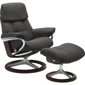 Stressless® Relaxsessel Ruby (Set, Relaxsessel mit Hocker), mit Signature Base, Größe L, Gestell Eiche, Wenge, Braun & Schwarz