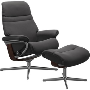 Stressless® Relaxsessel Sunrise (Set, Relaxsessel mit Hocker), mit Hocker, mit Cross Base, Größe S, M & L, Holzakzent Braun