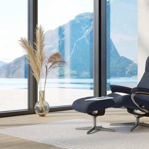 Stressless® Relaxsessel View (Set, Relaxsessel mit Hocker), mit Hocker, mit Cross Base, Größe S, M & L, Holzakzent Braun