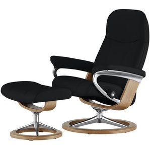 Stressless Relaxsessel mit Hocker Leder Consul L ¦ schwarz ¦ Maße (cm): B: 91 H: 102 T: 79