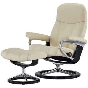 Stressless Relaxsessel mit Hocker creme - Leder Consul M ¦ creme ¦ Maße (cm): B: 76 H: 100 T: 71