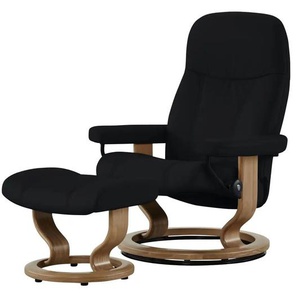 Stressless Relaxsessel mit Hocker Leder Consul M ¦ schwarz ¦ Maße (cm): B: 76 H: 100 T: 71