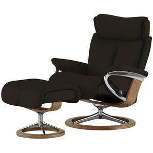 Stressless Relaxsessel mit Hocker Leder Magic L ¦ braun ¦ Maße (cm): B: 91 H: 112 T: 84