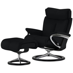 Stressless Relaxsessel mit Hocker Leder Magic L ¦ schwarz ¦ Maße (cm): B: 91 H: 112 T: 84