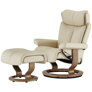 Stressless Relaxsessel mit Hocker Leder Magic S ¦ creme ¦ Maße (cm): B: 77 H: 108 T: 76