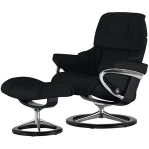 Stressless Relaxsessel mit Hocker schwarz - Leder Reno L ¦ schwarz ¦ Maße (cm): B: 92 H: 110 T: 80